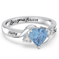 Engraved Heart Stone Promise Name Ring