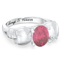 Skull Oval Stone Promise Ring 