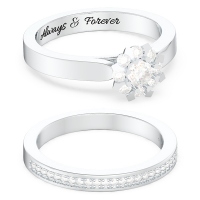 Moissanite Flower Halo Wedding Set