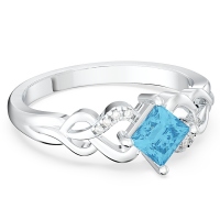 Princess-Cut Gemstone Ring with Accents