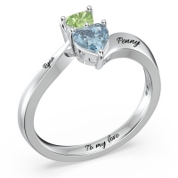 Double Heart Gemstone Promise Ring