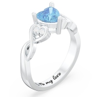 Engraved Heart Stone Infinity Ring