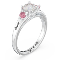 Engraved 3-Stone Promise Ring