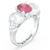 Skull Oval Stone Promise Ring 