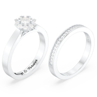 Moissanite Flower Halo Wedding Set