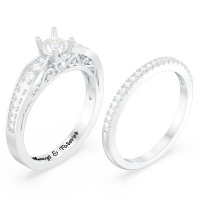 Vintage Gemstone Engagement Wedding Ring Set