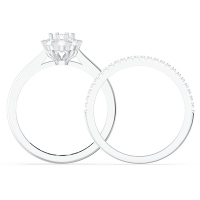 Moissanite Flower Halo Wedding Set