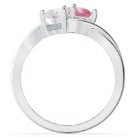 Two Heart Shaped Gemstones Infinity Ring