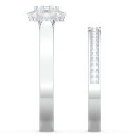 Moissanite Flower Halo Wedding Set